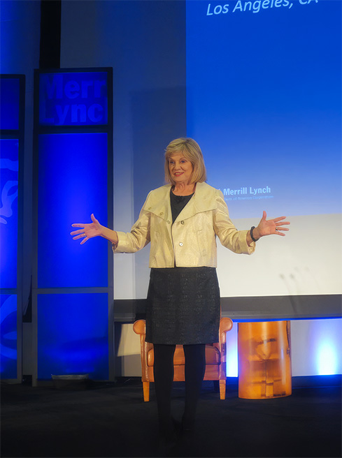 Judy Jernudd speaking at an event